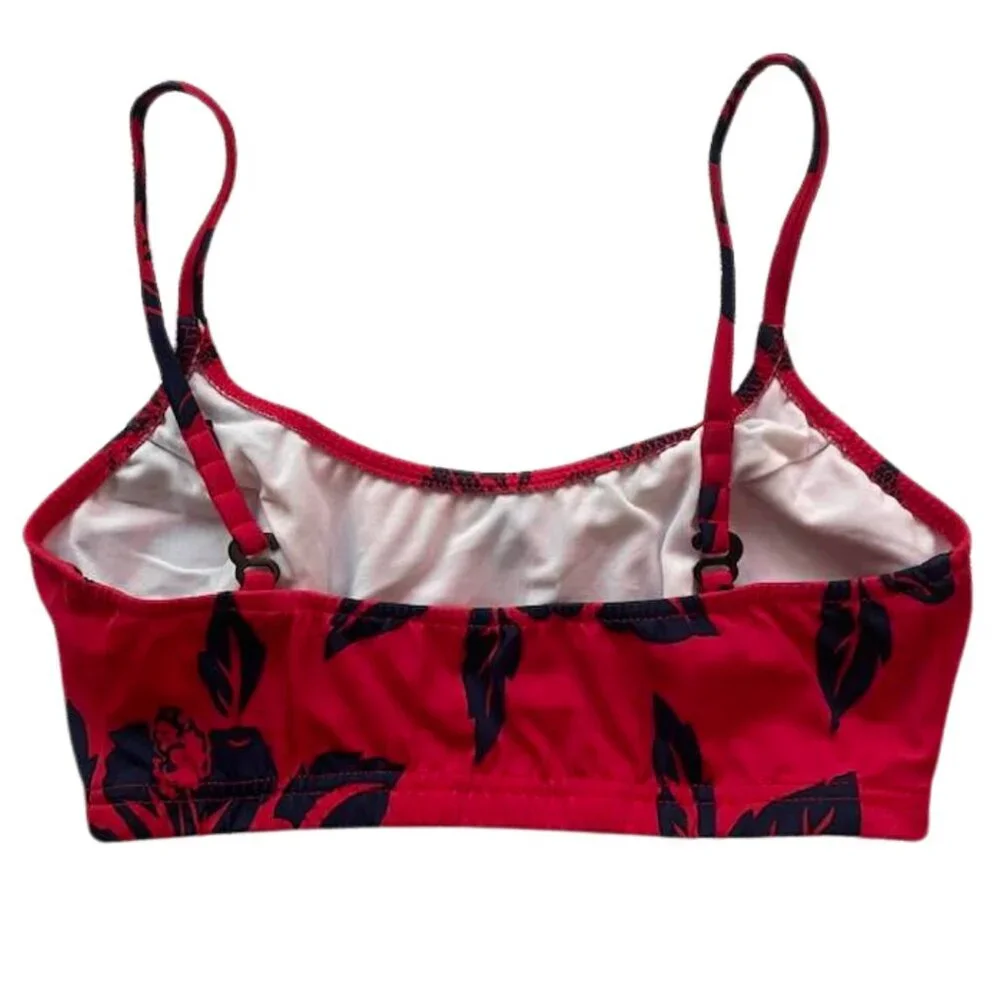 Venus Matching Bikini Top Set with Headband – Red and Navy Floral – Size Small